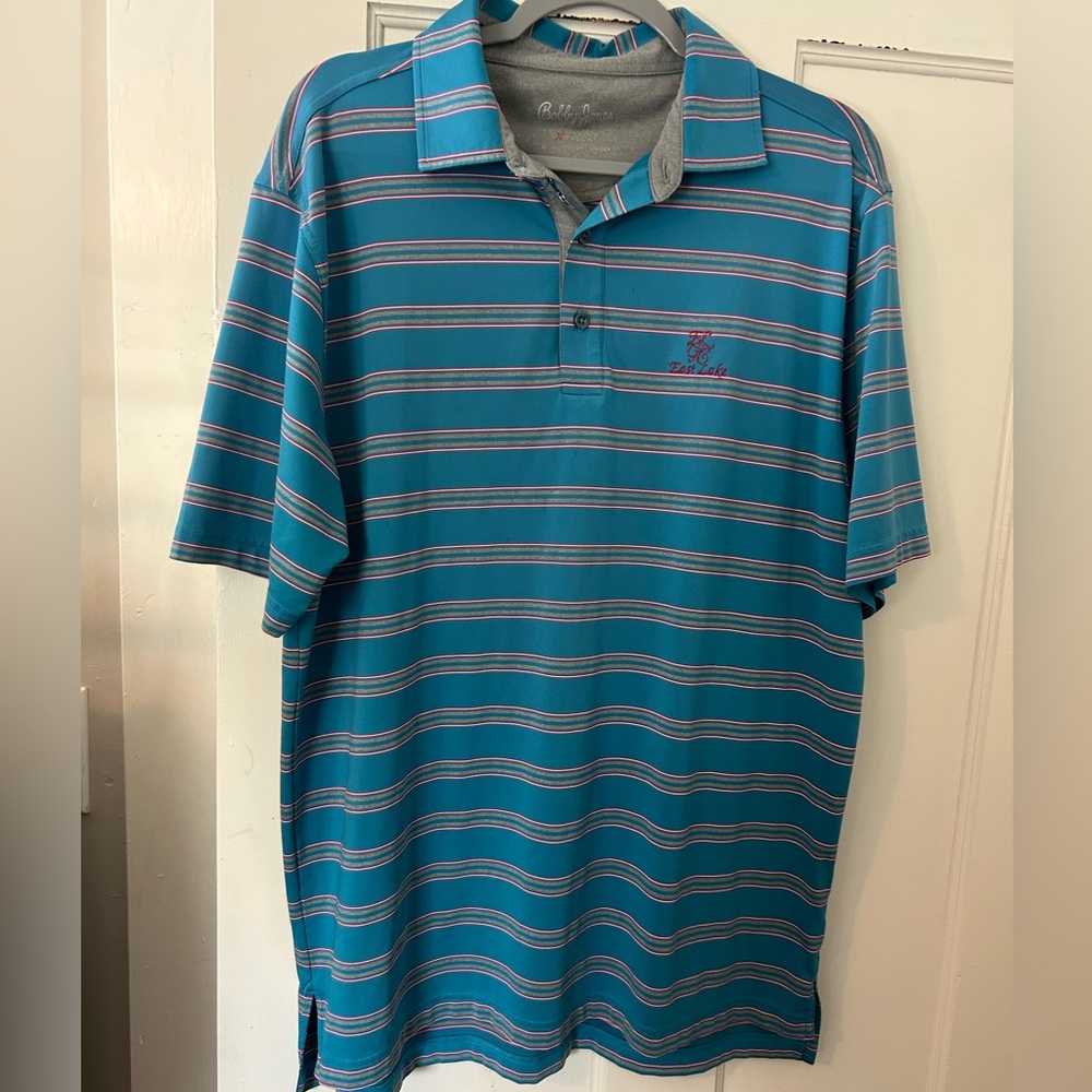 Bobby Jones Blue and Pink Polo Shirt Classic Stripes